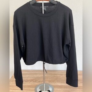 Forever 21 Black Ruched Crop Sweatshirt